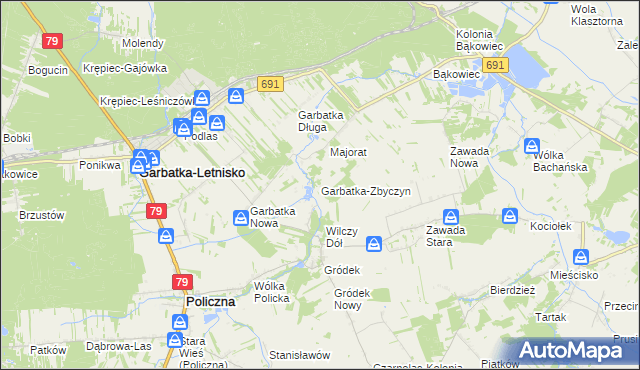 mapa Garbatka-Zbyczyn, Garbatka-Zbyczyn na mapie Targeo