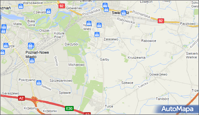 mapa Garby gmina Swarzędz, Garby gmina Swarzędz na mapie Targeo