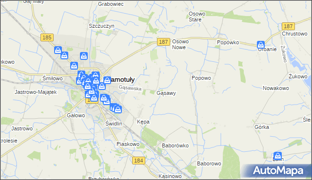 mapa Gąsawy, Gąsawy na mapie Targeo