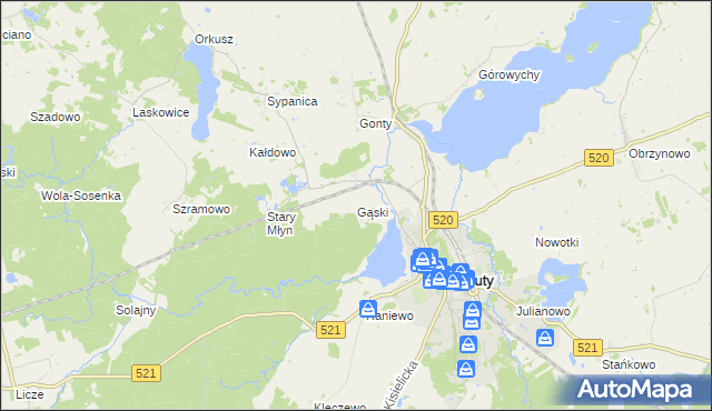 mapa Gąski gmina Prabuty, Gąski gmina Prabuty na mapie Targeo