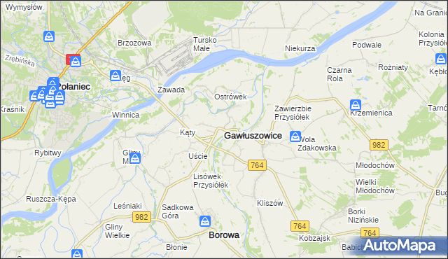 mapa Gawłuszowice, Gawłuszowice na mapie Targeo