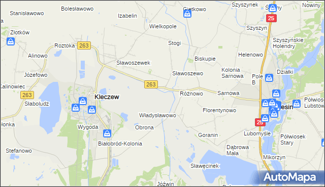 mapa Genowefa gmina Kleczew, Genowefa gmina Kleczew na mapie Targeo