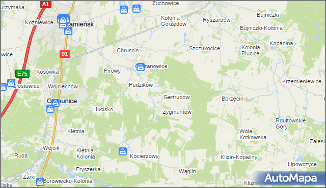 mapa Gertrudów, Gertrudów na mapie Targeo
