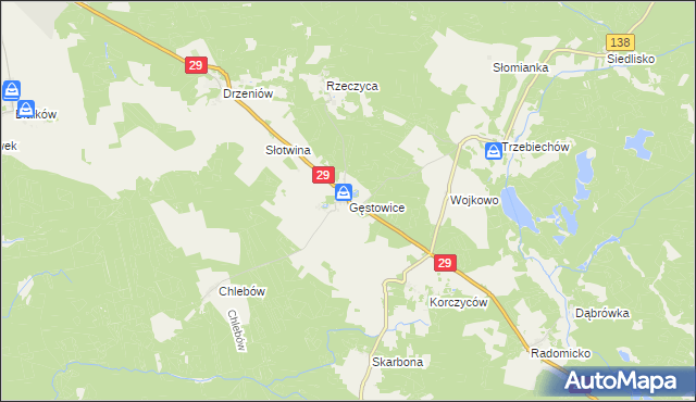 mapa Gęstowice, Gęstowice na mapie Targeo