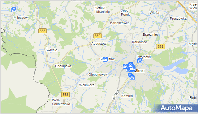 mapa Giebułtów gmina Mirsk, Giebułtów gmina Mirsk na mapie Targeo