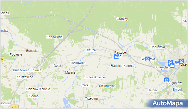 mapa Giełzów gmina Drzewica, Giełzów gmina Drzewica na mapie Targeo