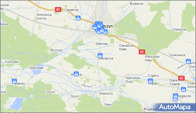 mapa Gierałcice gmina Wołczyn, Gierałcice gmina Wołczyn na mapie Targeo