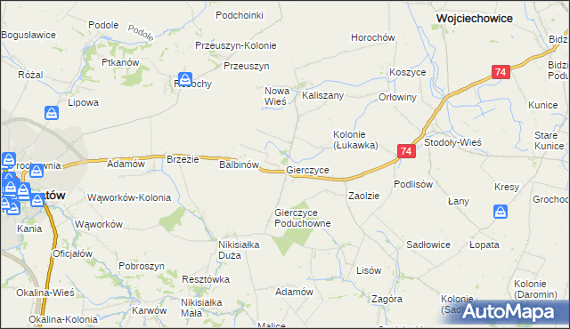 mapa Gierczyce gmina Wojciechowice, Gierczyce gmina Wojciechowice na mapie Targeo