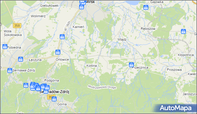 mapa Gierczyn gmina Mirsk, Gierczyn gmina Mirsk na mapie Targeo