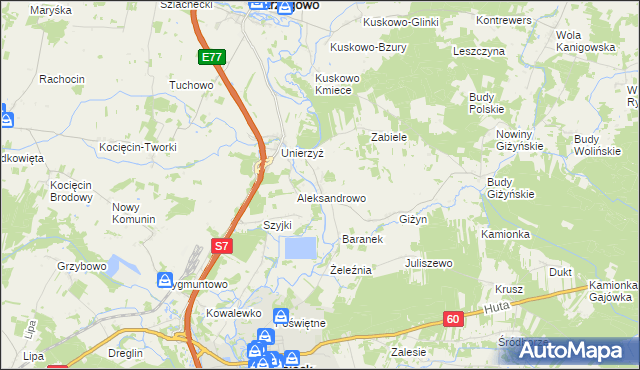 mapa Giżynek gmina Strzegowo, Giżynek gmina Strzegowo na mapie Targeo