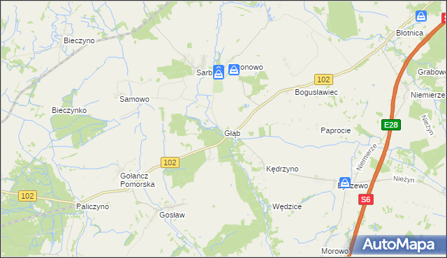 mapa Głąb, Głąb na mapie Targeo