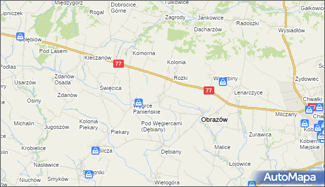 mapa Głazów gmina Obrazów, Głazów gmina Obrazów na mapie Targeo
