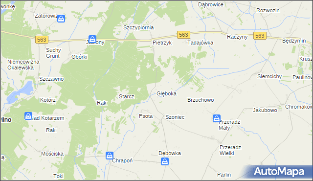 mapa Głęboka gmina Lutocin, Głęboka gmina Lutocin na mapie Targeo