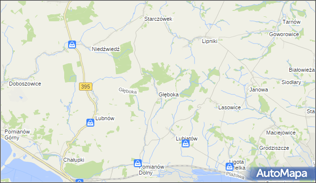 mapa Głęboka gmina Ziębice, Głęboka gmina Ziębice na mapie Targeo
