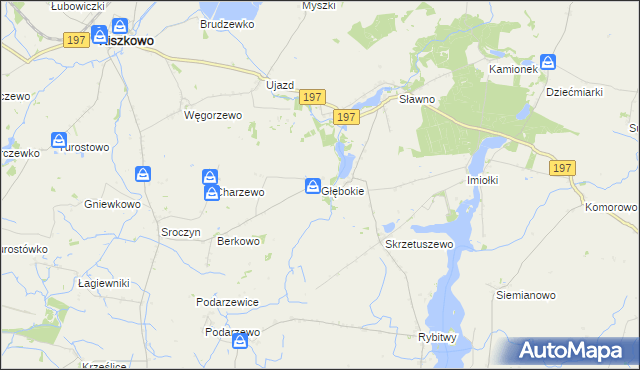 mapa Głębokie gmina Kiszkowo, Głębokie gmina Kiszkowo na mapie Targeo
