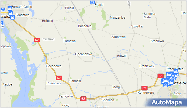 mapa Głębokie gmina Kruszwica, Głębokie gmina Kruszwica na mapie Targeo