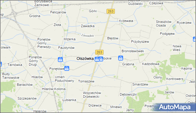 mapa Głębokie gmina Olszówka, Głębokie gmina Olszówka na mapie Targeo