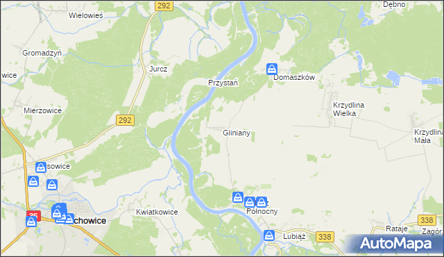 mapa Gliniany gmina Wołów, Gliniany gmina Wołów na mapie Targeo