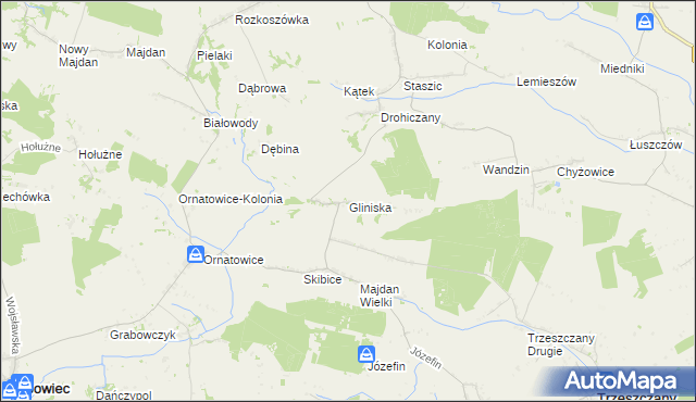 mapa Gliniska gmina Uchanie, Gliniska gmina Uchanie na mapie Targeo