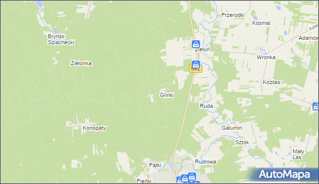 mapa Glinki gmina Lidzbark, Glinki gmina Lidzbark na mapie Targeo