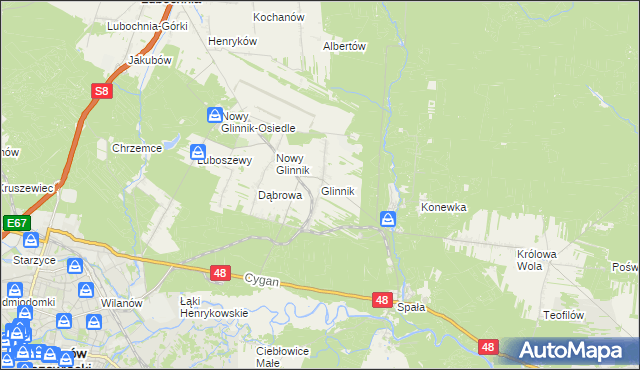 mapa Glinnik gmina Lubochnia, Glinnik gmina Lubochnia na mapie Targeo