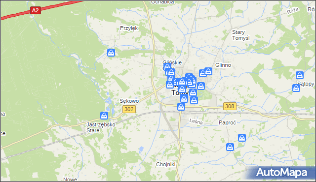 mapa Glinno gmina Nowy Tomyśl, Glinno gmina Nowy Tomyśl na mapie Targeo