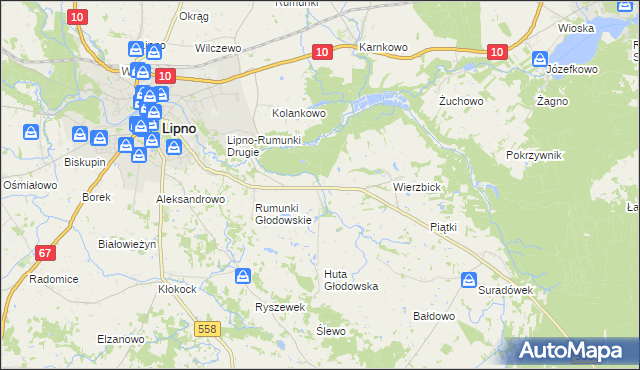 mapa Głodowo gmina Lipno, Głodowo gmina Lipno na mapie Targeo