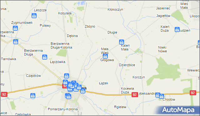 mapa Głogowa gmina Kłodawa, Głogowa gmina Kłodawa na mapie Targeo