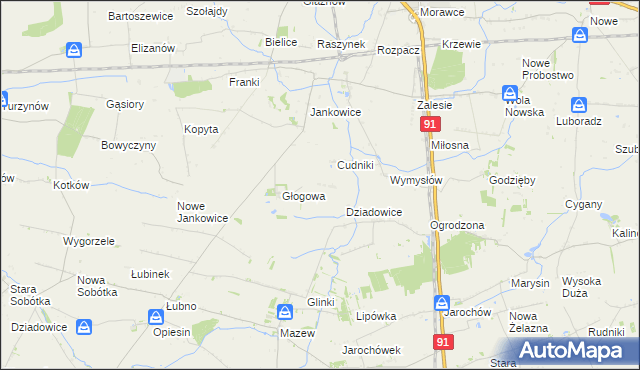 mapa Głogowa Osada, Głogowa Osada na mapie Targeo