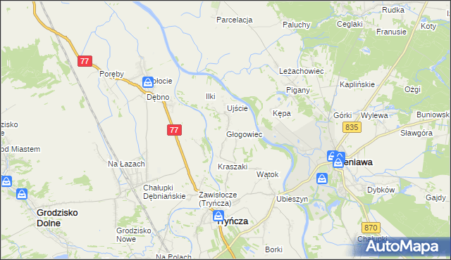 mapa Głogowiec gmina Tryńcza, Głogowiec gmina Tryńcza na mapie Targeo