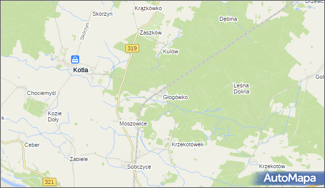 mapa Głogówko gmina Kotla, Głogówko gmina Kotla na mapie Targeo