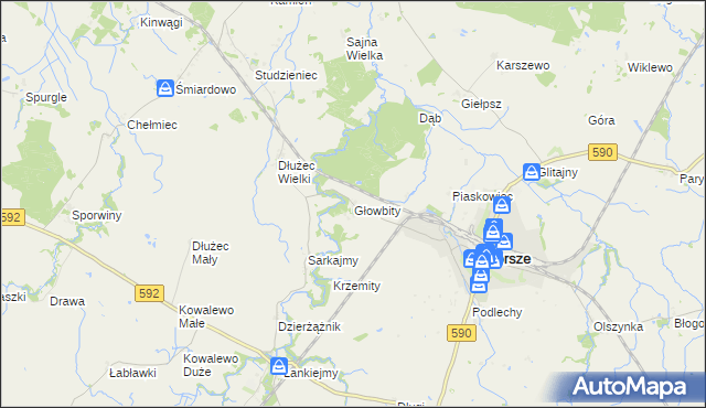 mapa Głowbity, Głowbity na mapie Targeo