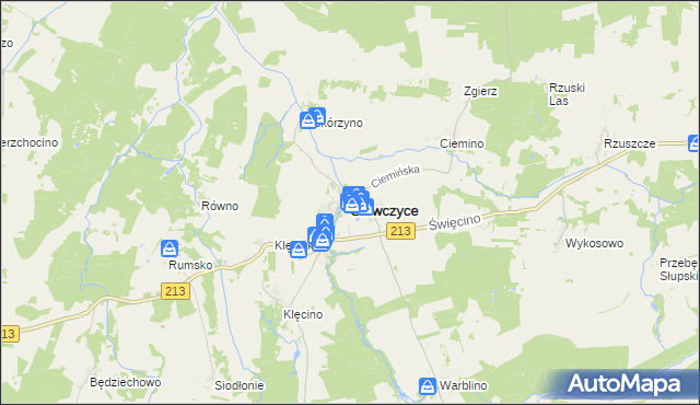 mapa Główczyce powiat słupski, Główczyce powiat słupski na mapie Targeo