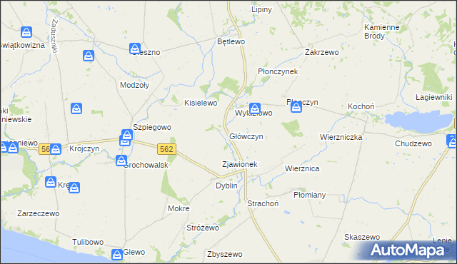 mapa Główczyn gmina Dobrzyń nad Wisłą, Główczyn gmina Dobrzyń nad Wisłą na mapie Targeo