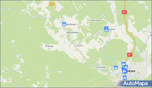 mapa Głuch, Głuch na mapie Targeo