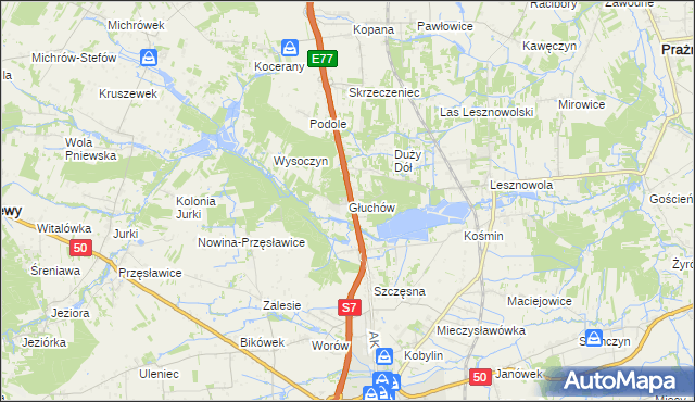 mapa Głuchów gmina Grójec, Głuchów gmina Grójec na mapie Targeo