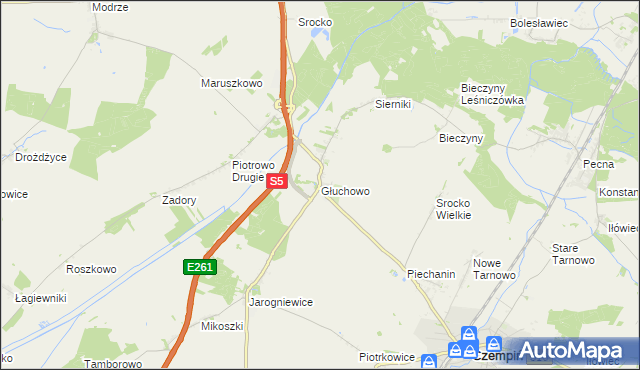 mapa Głuchowo gmina Czempiń, Głuchowo gmina Czempiń na mapie Targeo