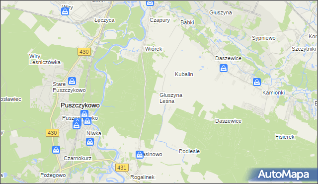 mapa Głuszyna Leśna, Głuszyna Leśna na mapie Targeo