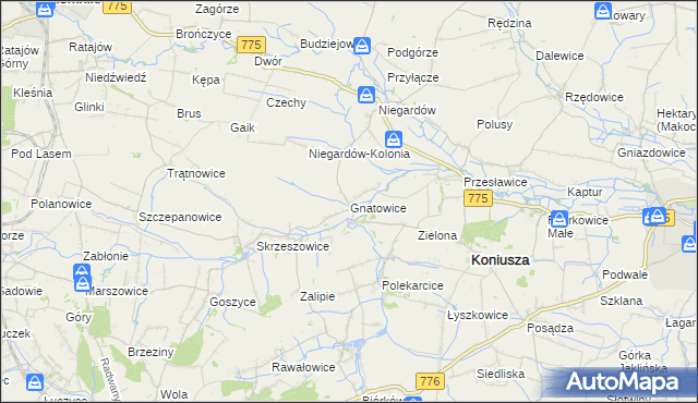 mapa Gnatowice, Gnatowice na mapie Targeo
