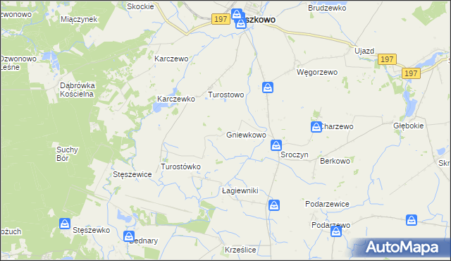 mapa Gniewkowo gmina Kiszkowo, Gniewkowo gmina Kiszkowo na mapie Targeo