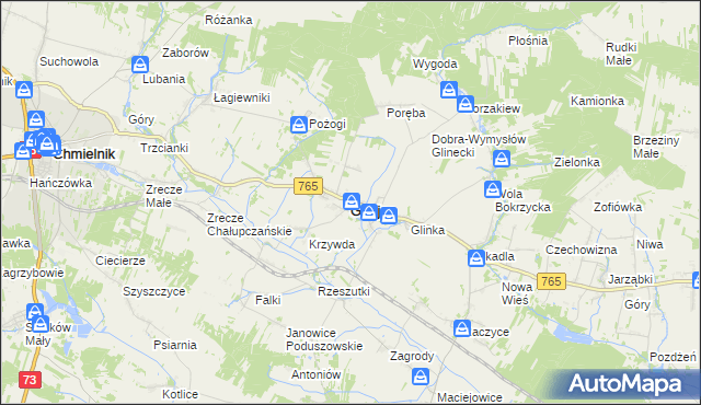 mapa Gnojno powiat buski, Gnojno powiat buski na mapie Targeo