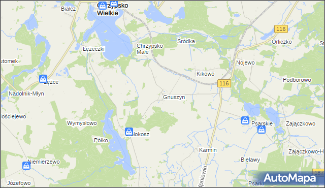 mapa Gnuszyn, Gnuszyn na mapie Targeo