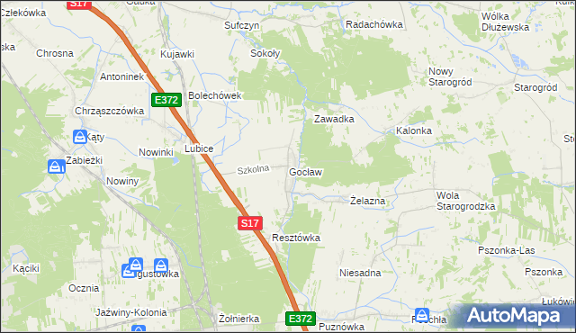 mapa Gocław gmina Pilawa, Gocław gmina Pilawa na mapie Targeo