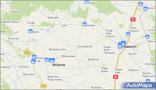 mapa Godziątków, Godziątków na mapie Targeo