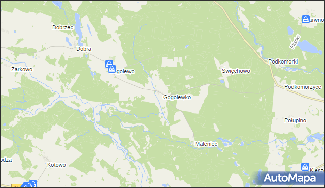 mapa Gogolewko gmina Dębnica Kaszubska, Gogolewko gmina Dębnica Kaszubska na mapie Targeo