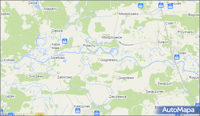 mapa Gogolewko gmina Książ Wielkopolski, Gogolewko gmina Książ Wielkopolski na mapie Targeo
