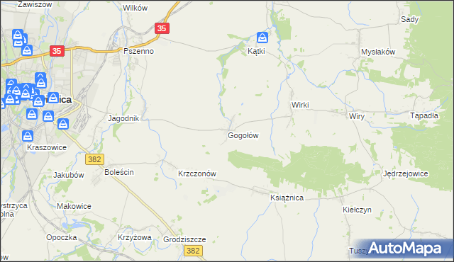 mapa Gogołów gmina Świdnica, Gogołów gmina Świdnica na mapie Targeo