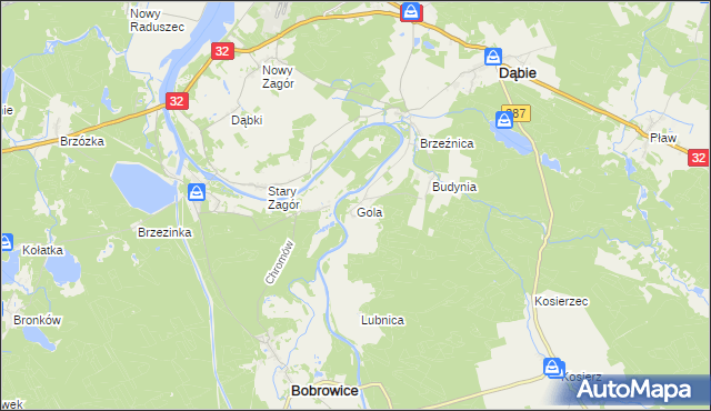 mapa Gola gmina Dąbie, Gola gmina Dąbie na mapie Targeo
