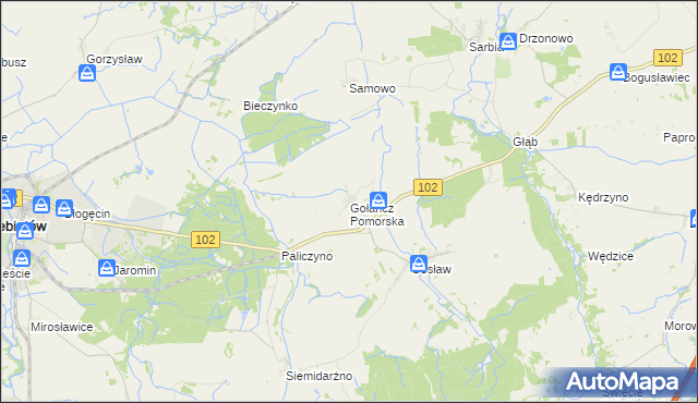 mapa Gołańcz Pomorska, Gołańcz Pomorska na mapie Targeo