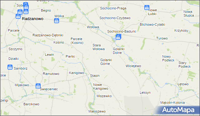 mapa Golanki Górne, Golanki Górne na mapie Targeo